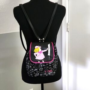 Eloise At The Plaza Backpack Purse, Black/Pink